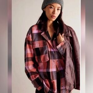 Free People We The Free Izzie Cargo Shirt Oversized Shacket
